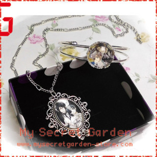 Black Butler ( Kuroshitsuji ) 黒執事 anime Cabochon Necklace and Bracelet Set